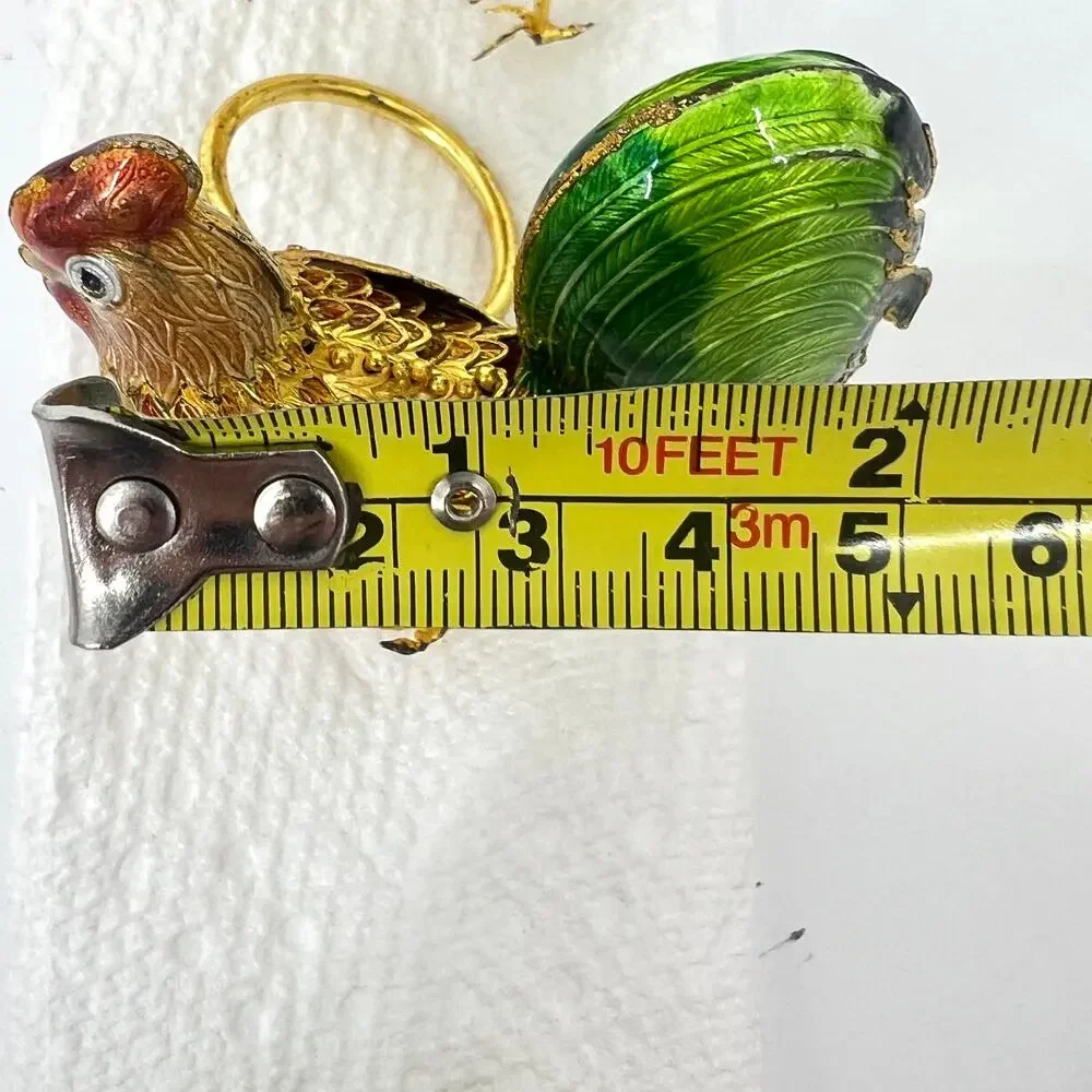 Enamel Rooster Napkin Rings Articulated Set of FOUR